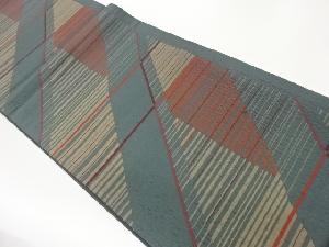 ふくれ織斜線に横縞模様織出し袋帯